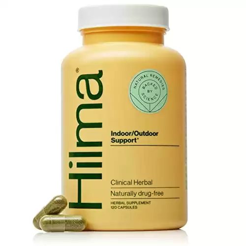 Hilma Natural Sinus Support – All Day Allergy & Sinus Relief from Pollen & Dust w/Butterbur, Stinging Nettles & Spirulina - Non-Drowsy - Organic, Clinically Proven Ingredients - 120 Vega...