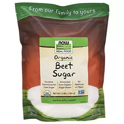 NOW Foods, Certified Organic Beet Sugar, Extracted from Organic Sugar Beets, Excellent Substitute for Cane Sugar, No Additivies or Fillers, Certified Non-GMO, 3-Pound (Packaging May Vary)