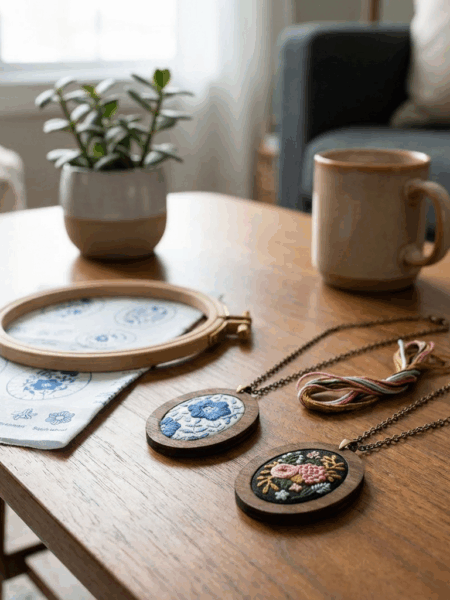 Valentine’s Gifts for Friends Who Love to Craft Embroidery Pendant