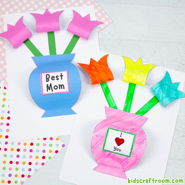 Mothers day card tulip vase