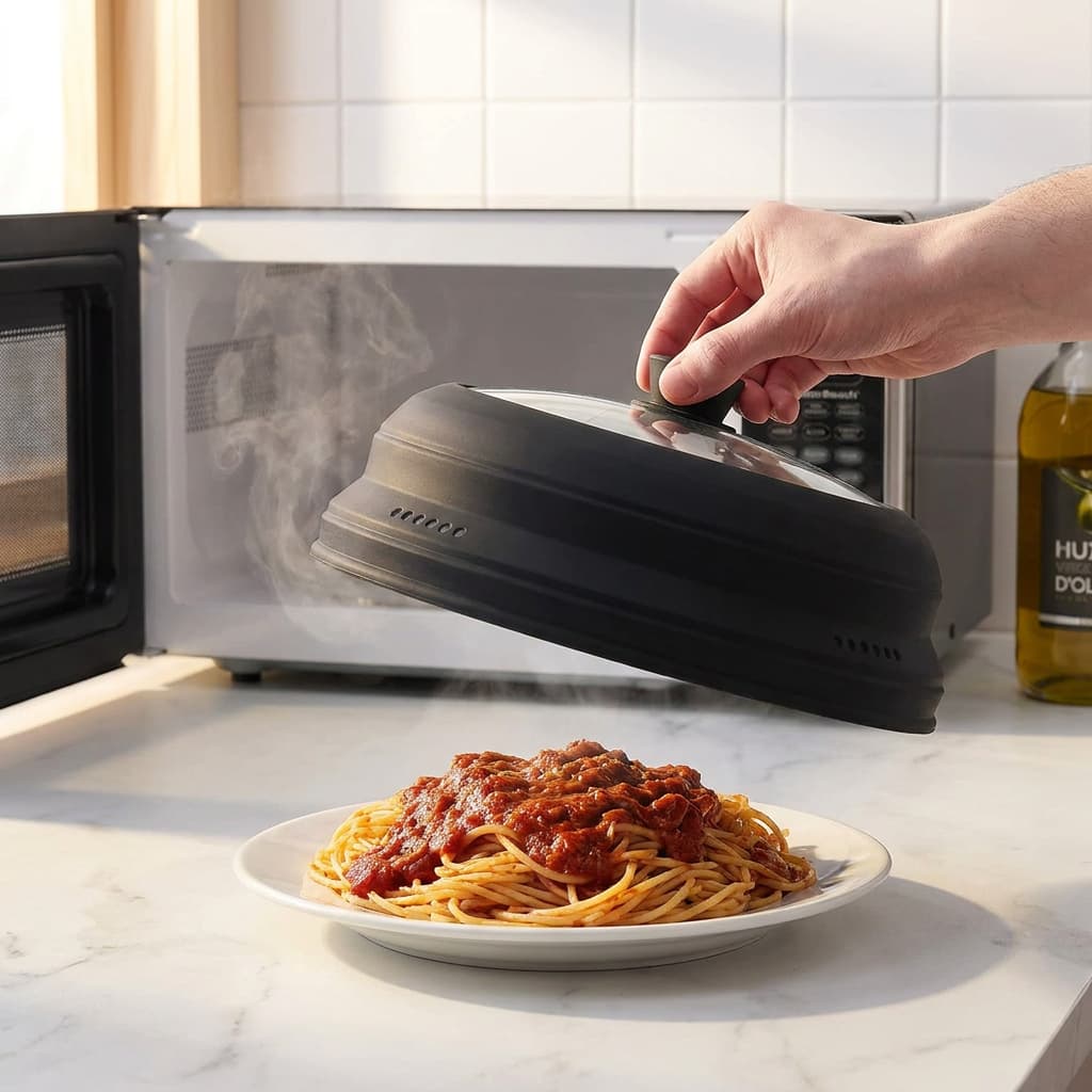 EZY ACTIVE collapsible glass and silicone microwave cover