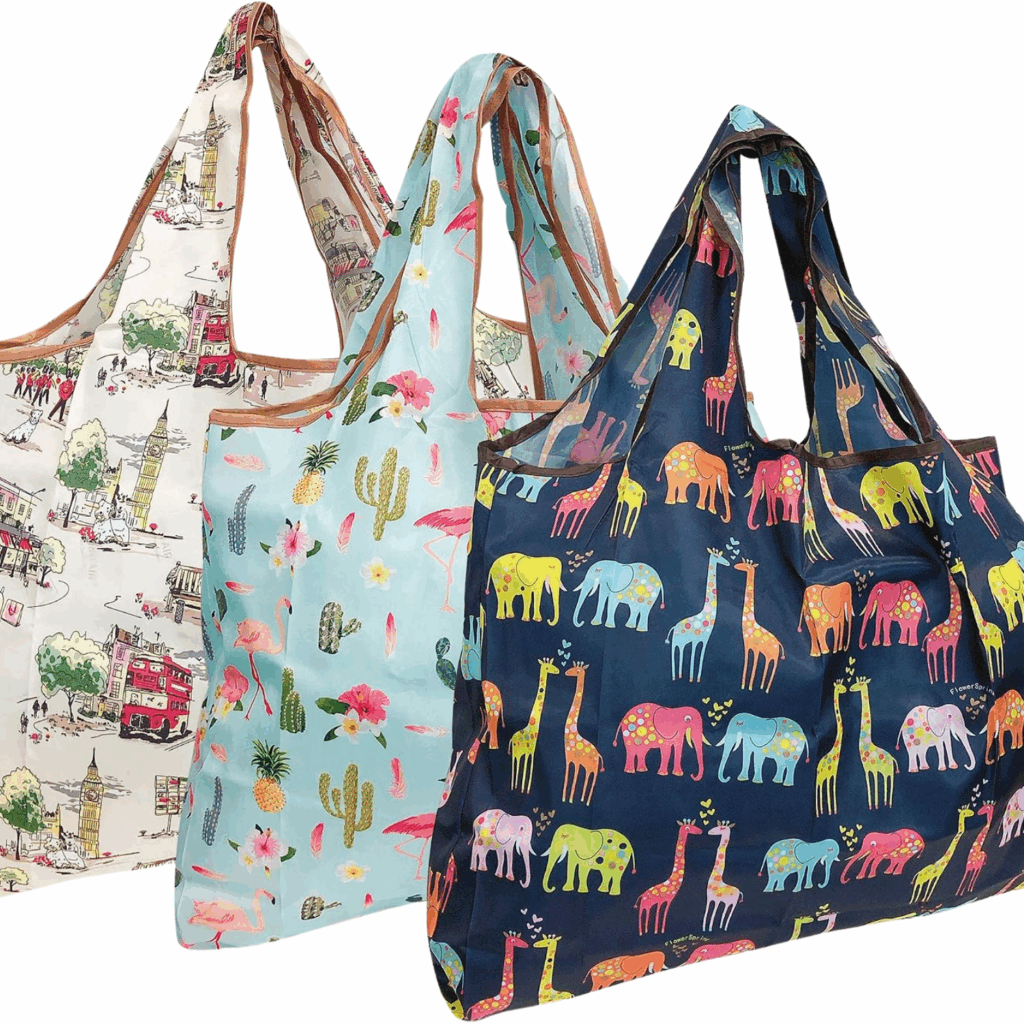 3 foldable grocery bags