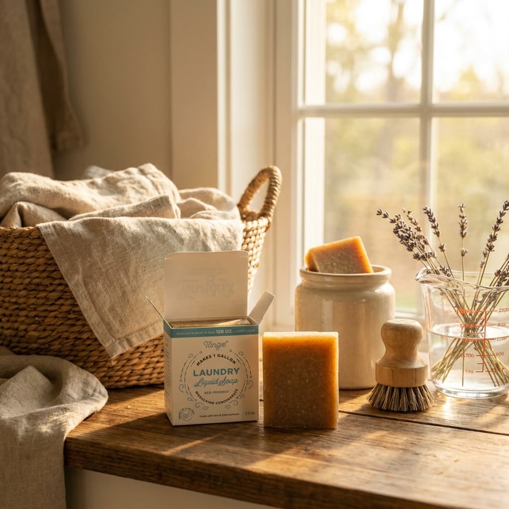 Tangie plastic-free laundry detergent bar zero-waste concentrate