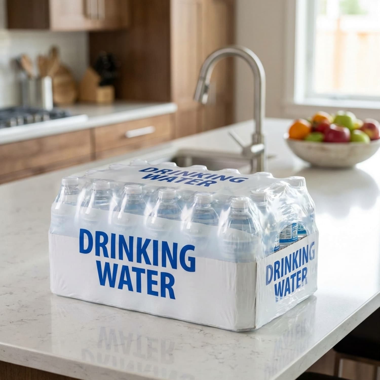 Single-use plastic water bottle