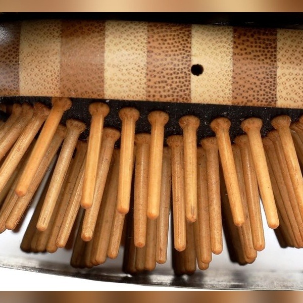 Bass Brushes The Green Brush, striped bamboo handle with solid bamboo pins and a rubber cushion pad