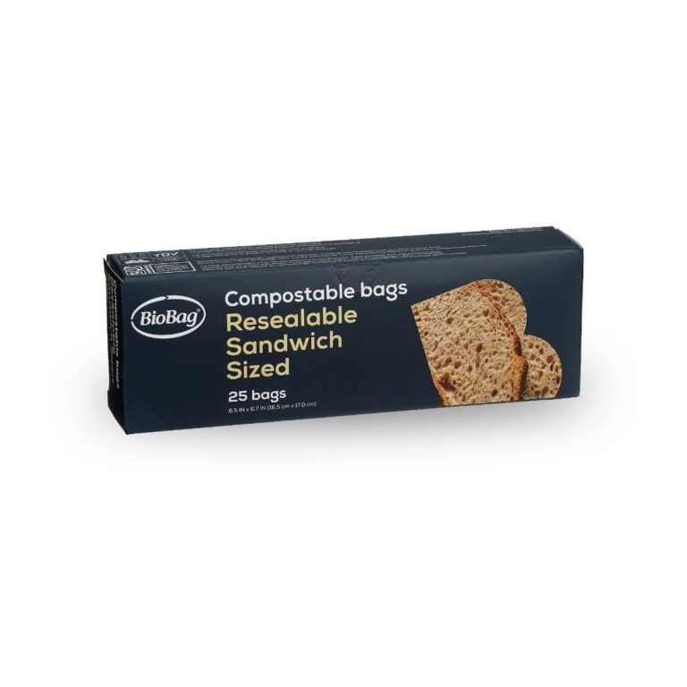BioBag Compostable Resealable Sandwich Bags, 25 Count