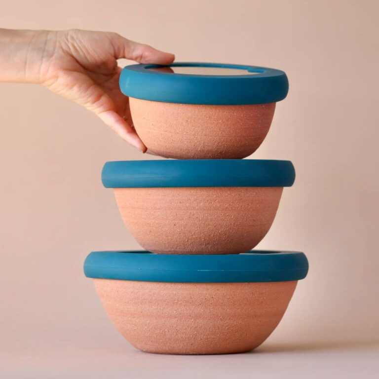 Earth + Element Ceramic Food Storage Bowls with Lids, Set of 4