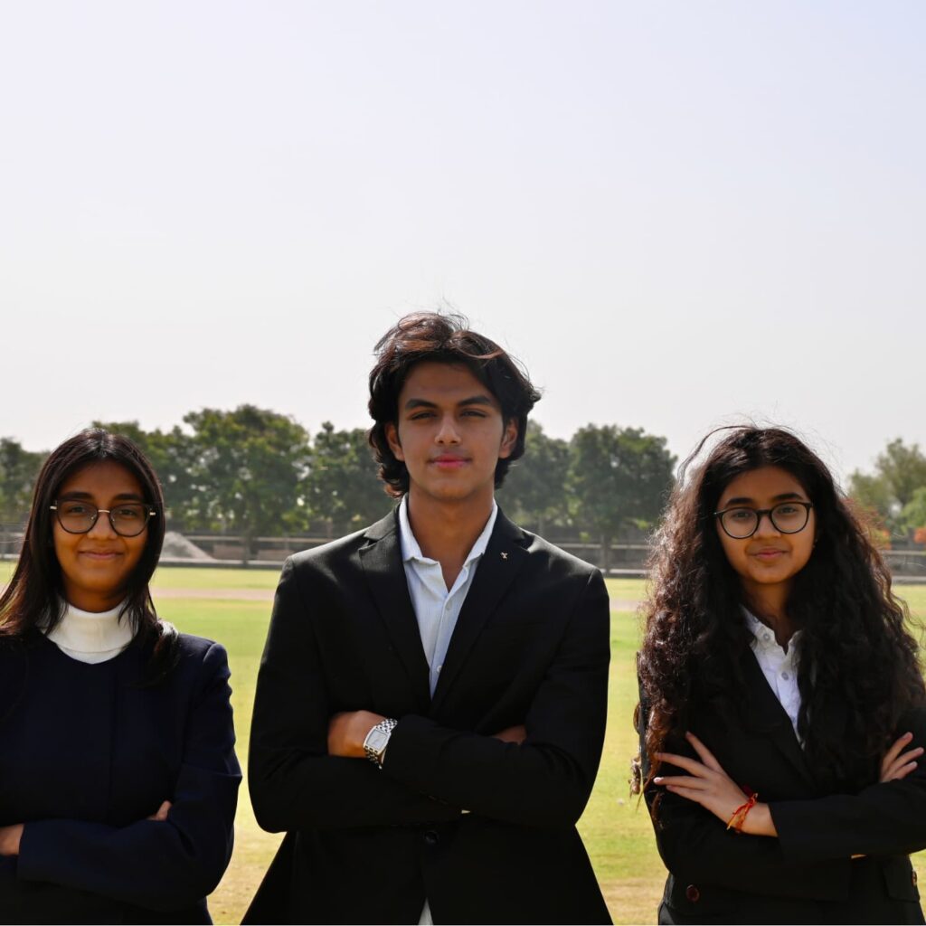 Team Plas-Stick, Earth Prize winners behind the tamarind microplastics powder: Avyana Mehta, Vivaan Chhawchharia, and Ariana Agarwal