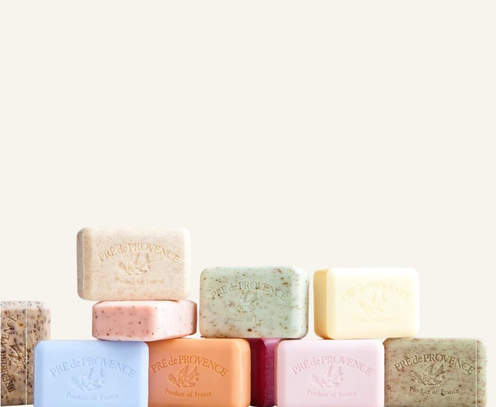 Pre de Provence stacked soap bars in various colors