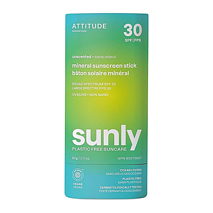 ATTITUDE Mineral Sunscreen Stick SPF 30 (Plastic-Free)