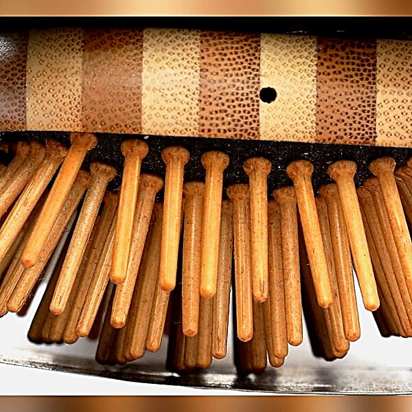 Bass Brushes The Green Brush, striped bamboo handle with solid bamboo pins and a rubber cushion pad