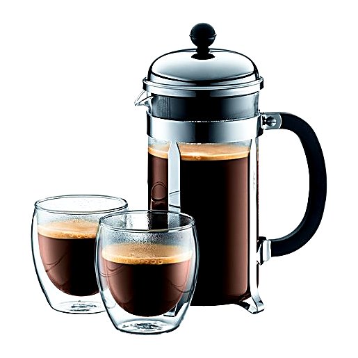 Bodum Chambord French Press Coffee Maker, 34 oz / 8 cup, borosilicate glass and chrome plated stainless steel