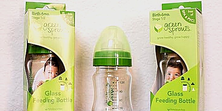 Green Sprouts Glass Feeding Baby Bottles, BPA and PVC Free, 2 oz (set of 3)