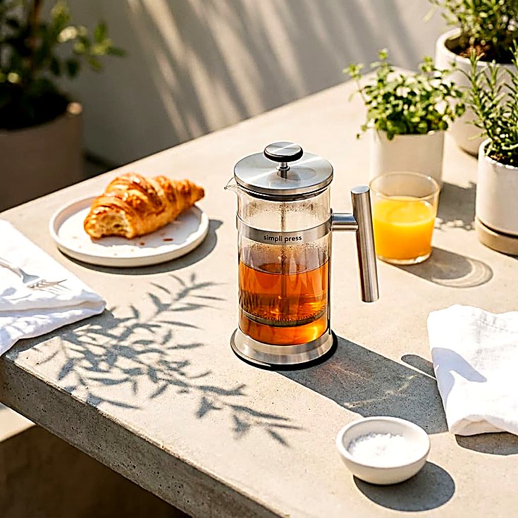 Simpli Press French Press, Borosilicate Glass and Stainless Steel