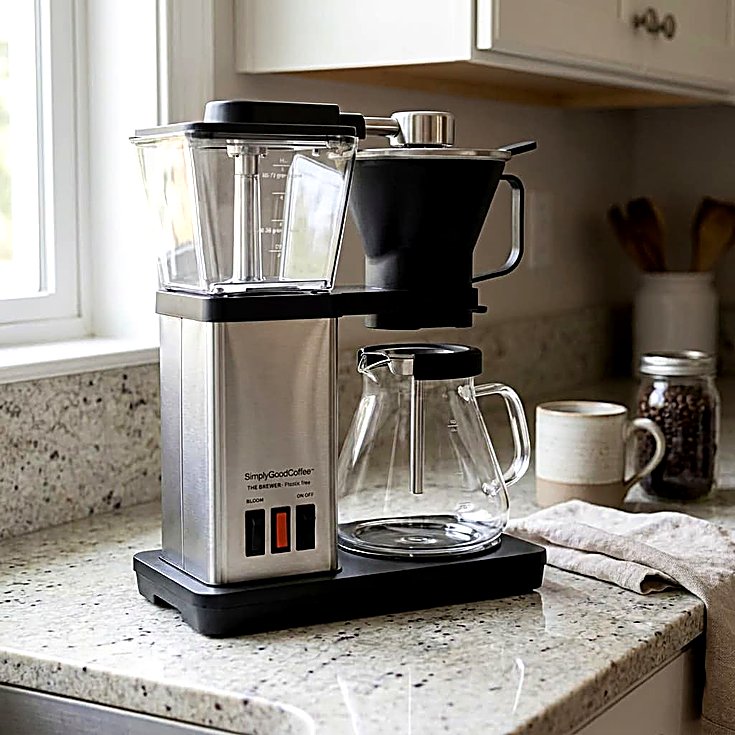 Simply Good Coffee Brewer, Plastic-Free Brew Path Drip Machine