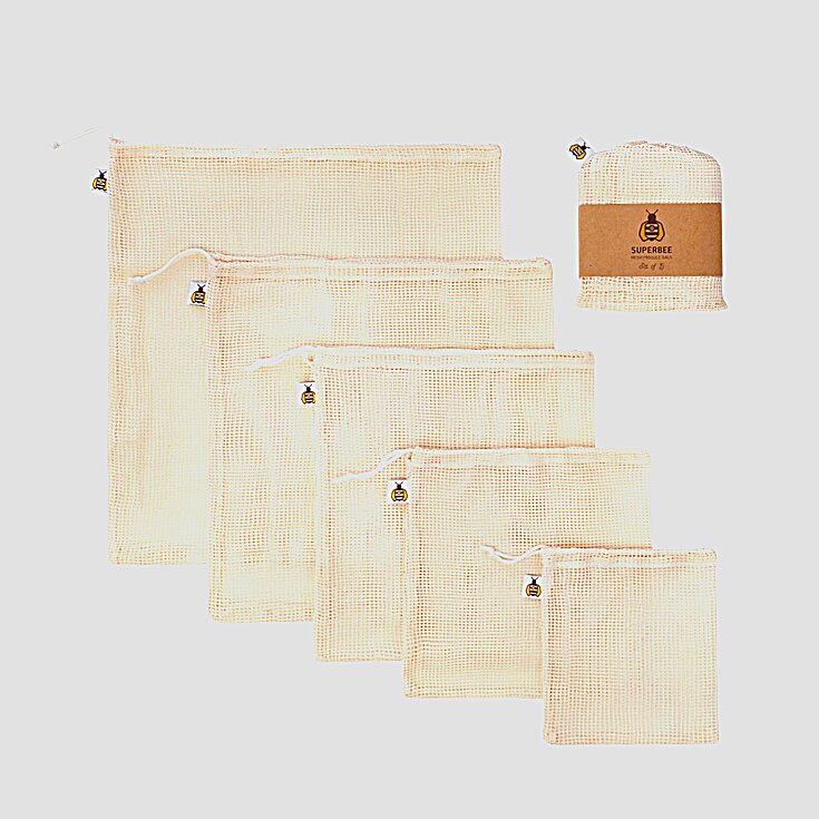 SuperBee Mesh Produce Bags, Set of 5