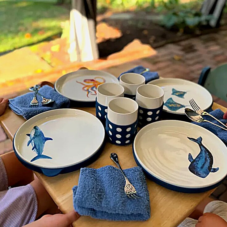 Uncommon Goods Sea, Eat, and Store Ceramic Dinnerware Set