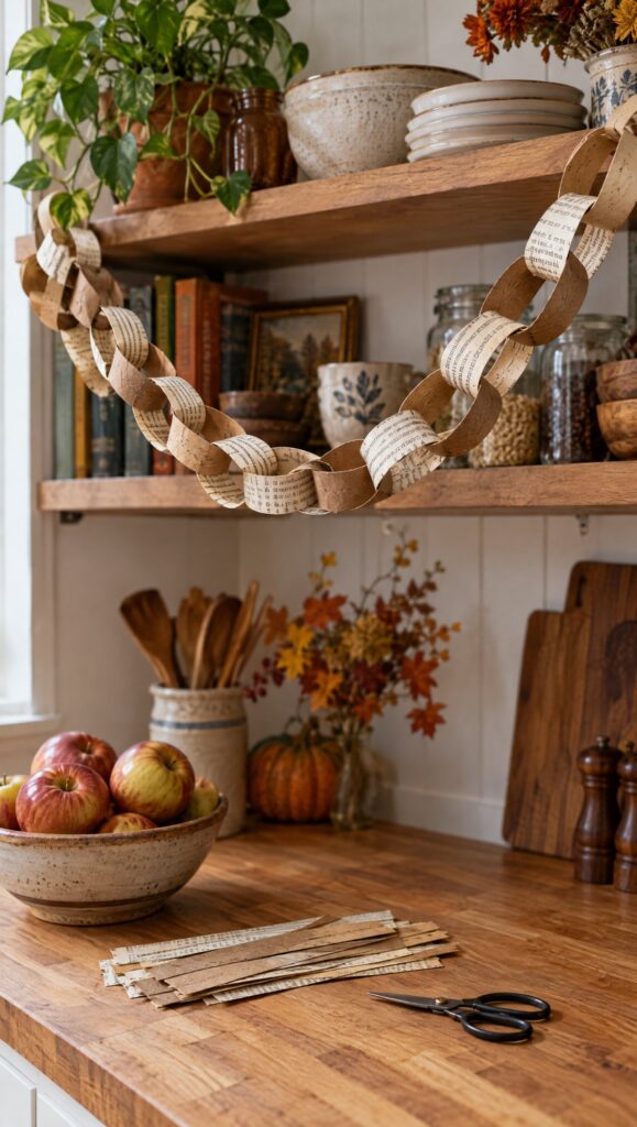 Kraft paper chain garland for fall