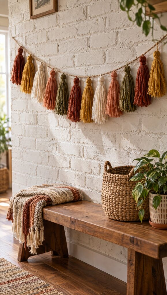 Wool tassel garland in fall colors