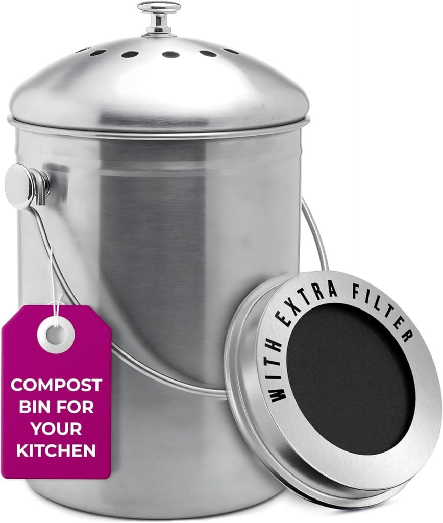 Epica stainless steel countertop compost bin