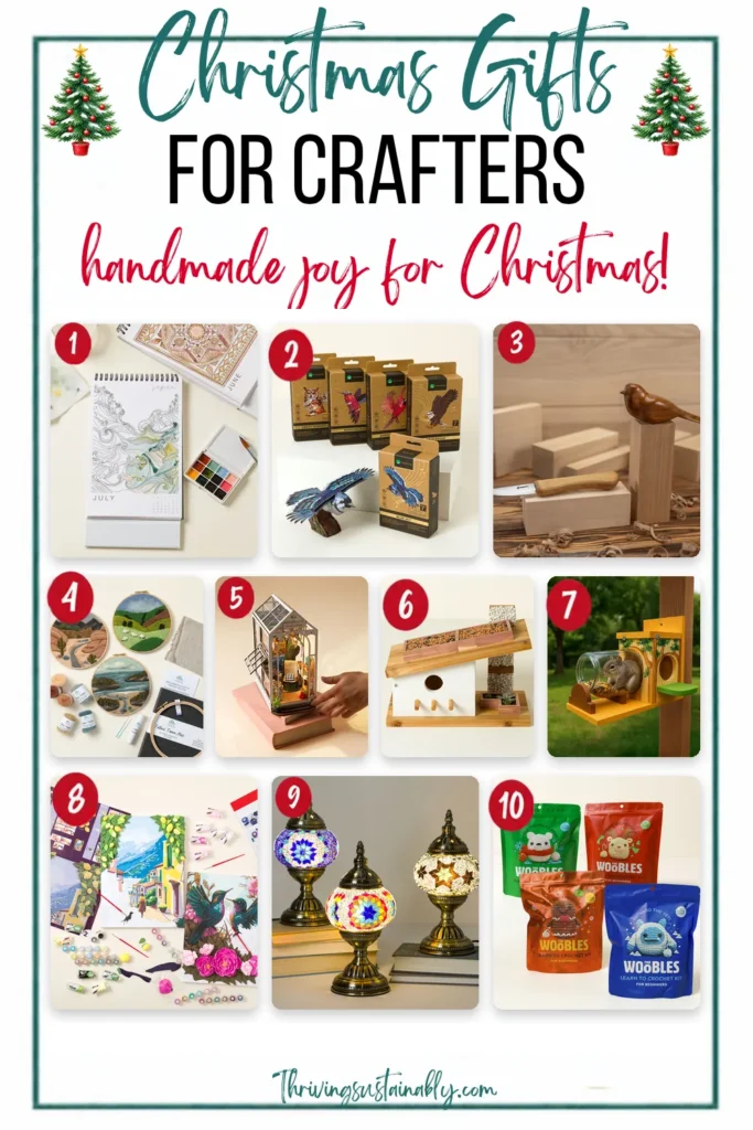 Christmas gifts for crafters: 10 numbered DIY kits including a watercolor calendar, whittling kit, needle felting kit, mosaic lamp kit and beginner crochet kit